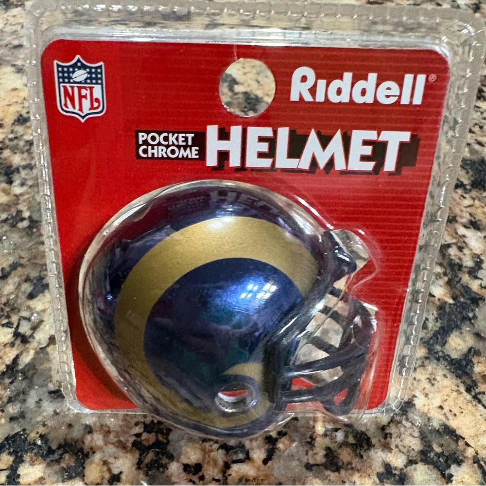 Russell St Louis Rams Blue and Gold Pocket chrome Helmet Dynamic Horn Design